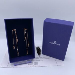 Swarovski Naughty Feather Chandelier Earrings Rose Gold/Black/White BNWT